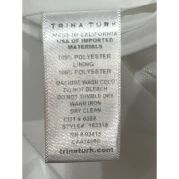 Trina Turk Women's Banning White Crepe Sleeveless V Neck Pockets Dress Sz 12-14 - Picture 10 of 10